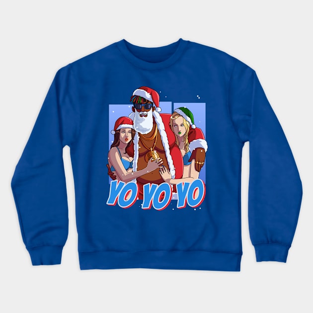 Black Santa Claus Gangster Christmas Crewneck Sweatshirt by Noseking